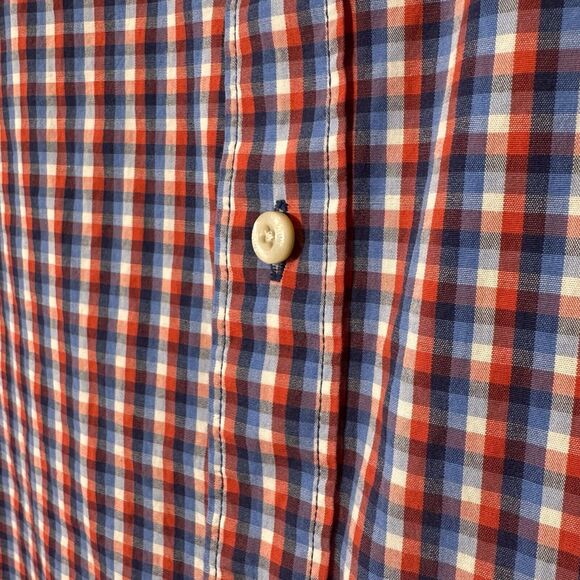 Crown & Ivy Classic Preppy short sleeve shirt Mens Sz‎ L Red/Blue plaid Dadbod - Picture 4 of 8